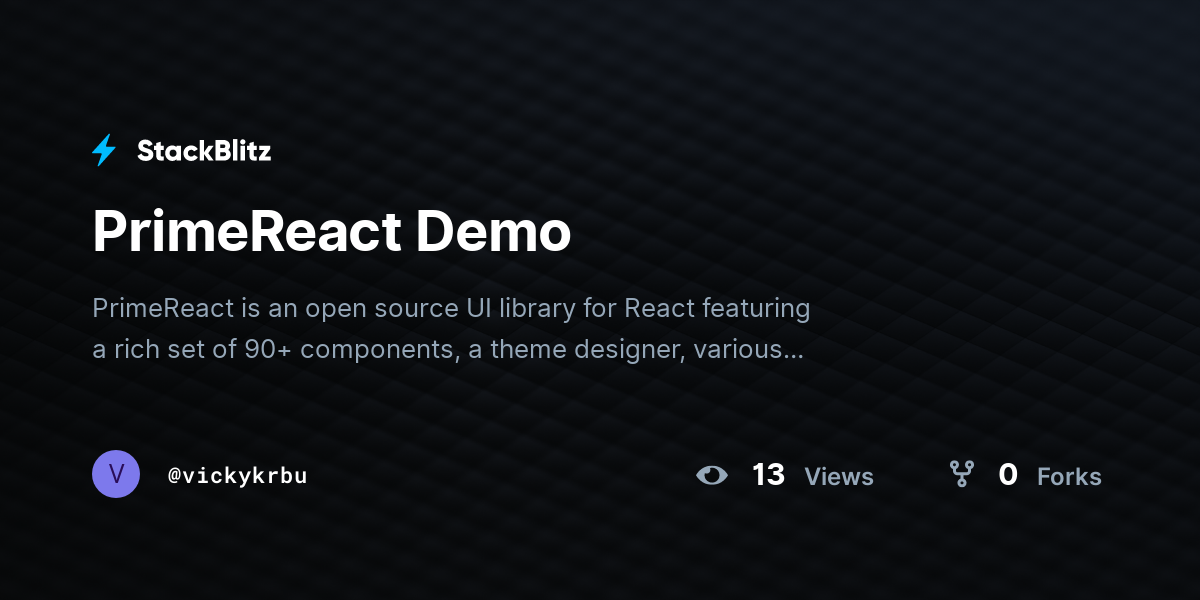 PrimeReact Demo - StackBlitz