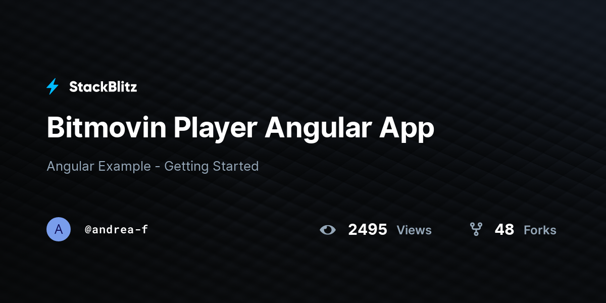 Bitmovin Player Angular App - StackBlitz
