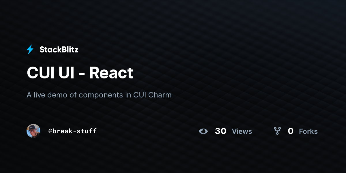 CUI UI - React - StackBlitz