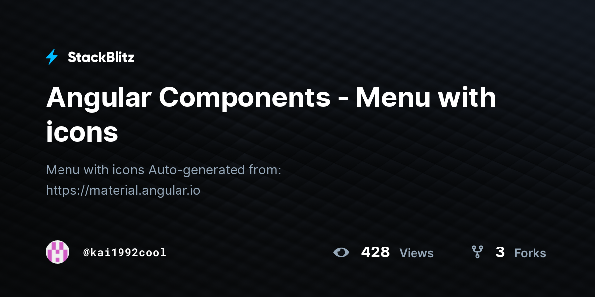 Angular Components - Menu with icons - StackBlitz