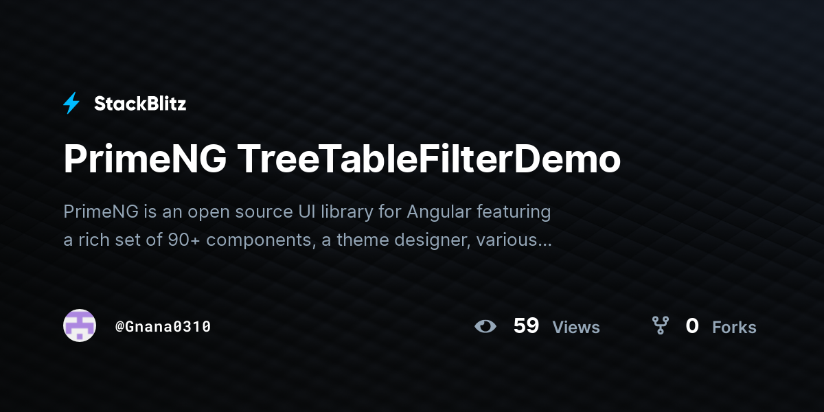 PrimeNG TreeTableFilterDemo - StackBlitz