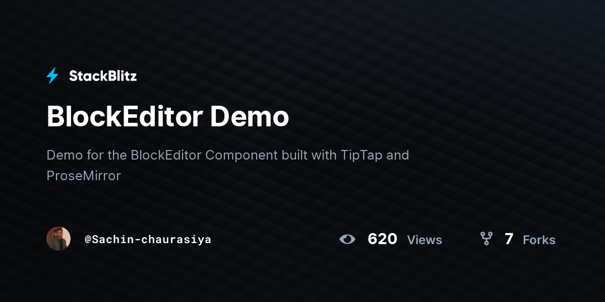 BlockEditor Demo - StackBlitz