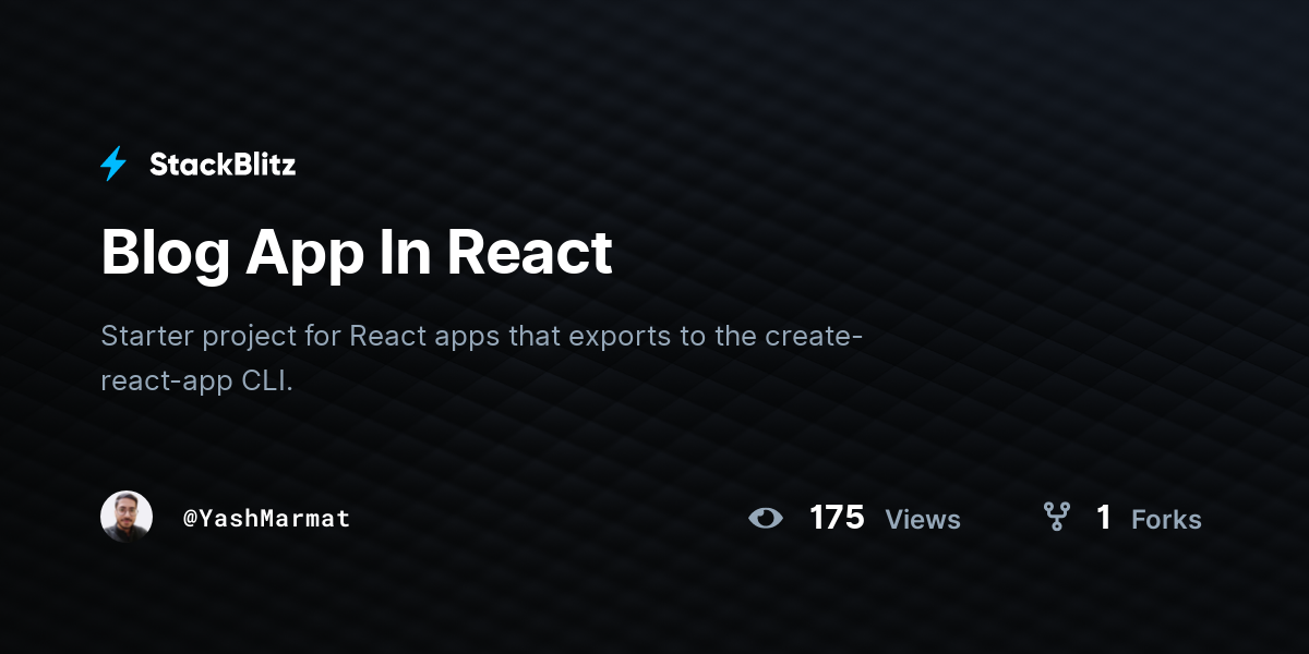 Blog App In React - StackBlitz