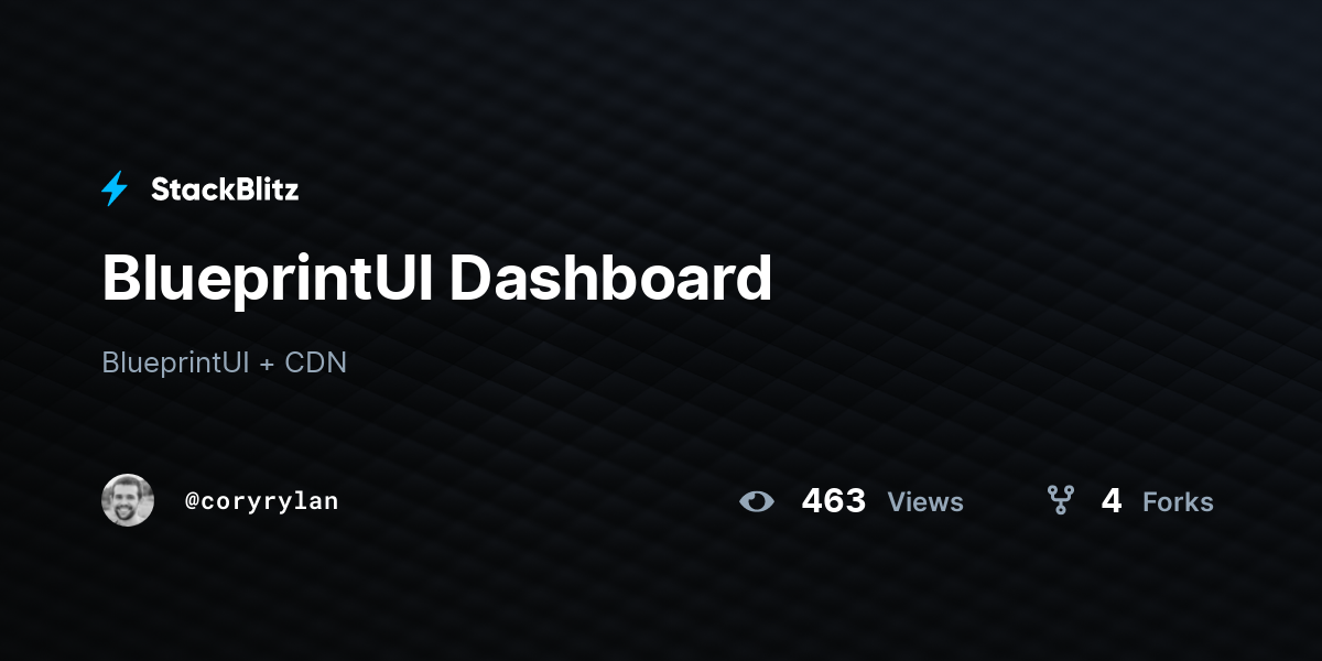 BlueprintUI Dashboard - StackBlitz