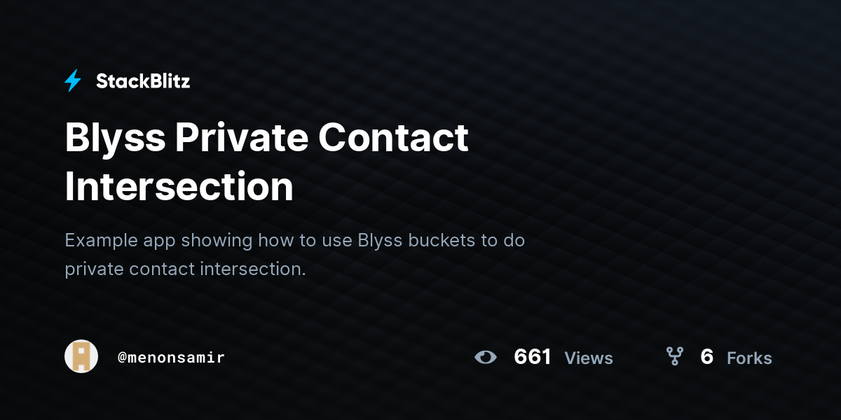 Blyss Private Contact Intersection - StackBlitz