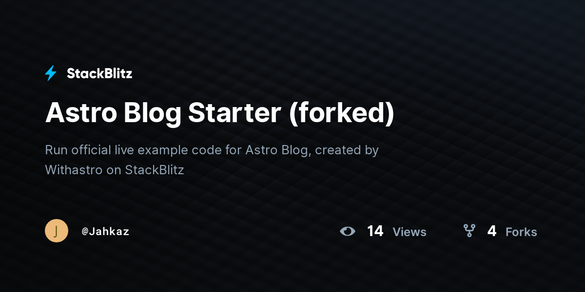 Astro Blog Starter (forked) - StackBlitz
