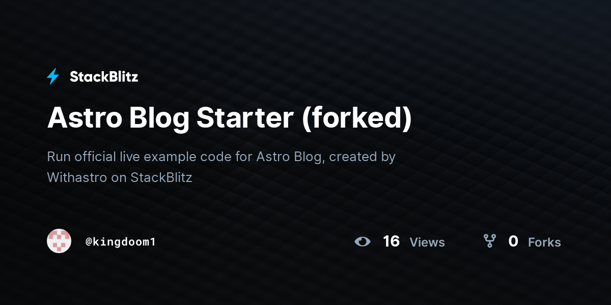 Astro Blog Starter (forked) - StackBlitz