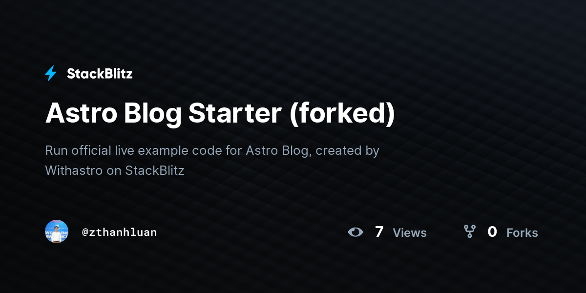 Astro Blog Starter (forked) - StackBlitz