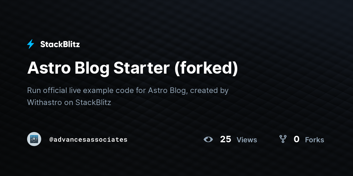 Astro Blog Starter (forked) - StackBlitz
