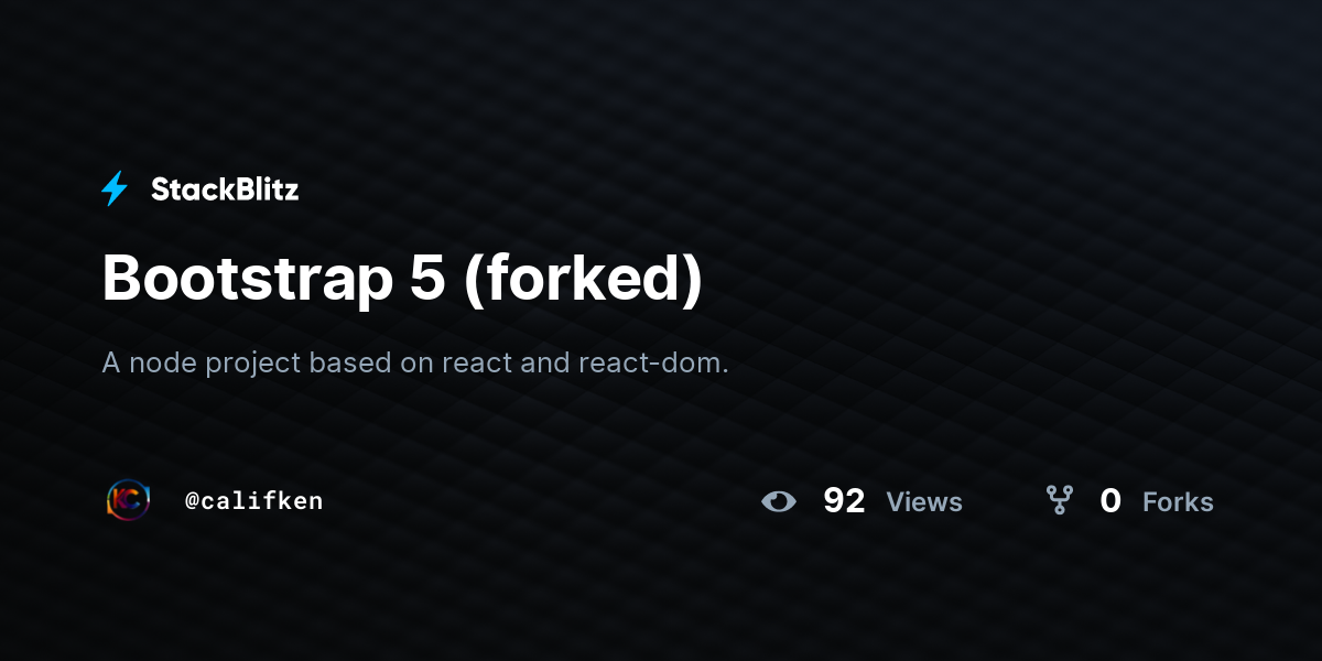 Bootstrap 5 (forked) - StackBlitz