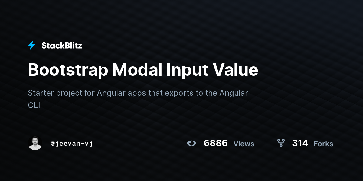 Bootstrap Modal Input Value - StackBlitz