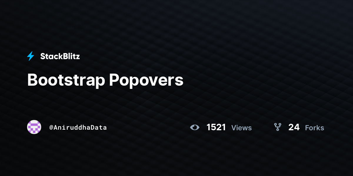 Bootstrap Popovers - StackBlitz