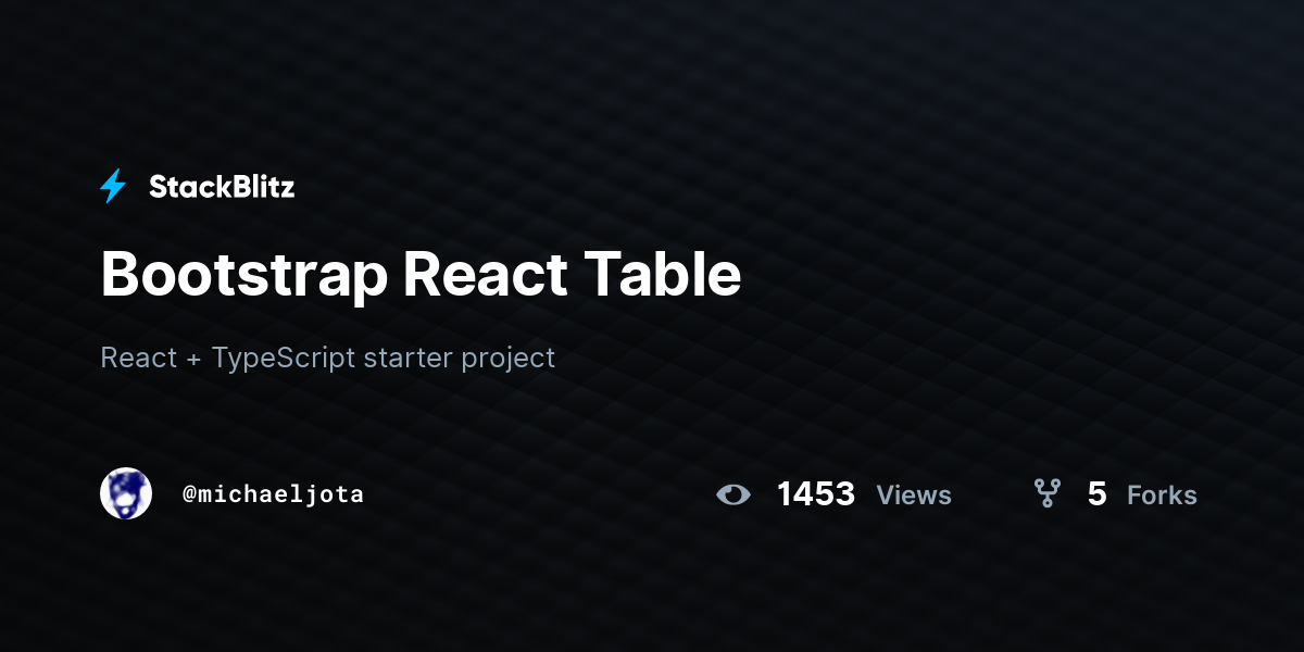 Bootstrap React Table - StackBlitz