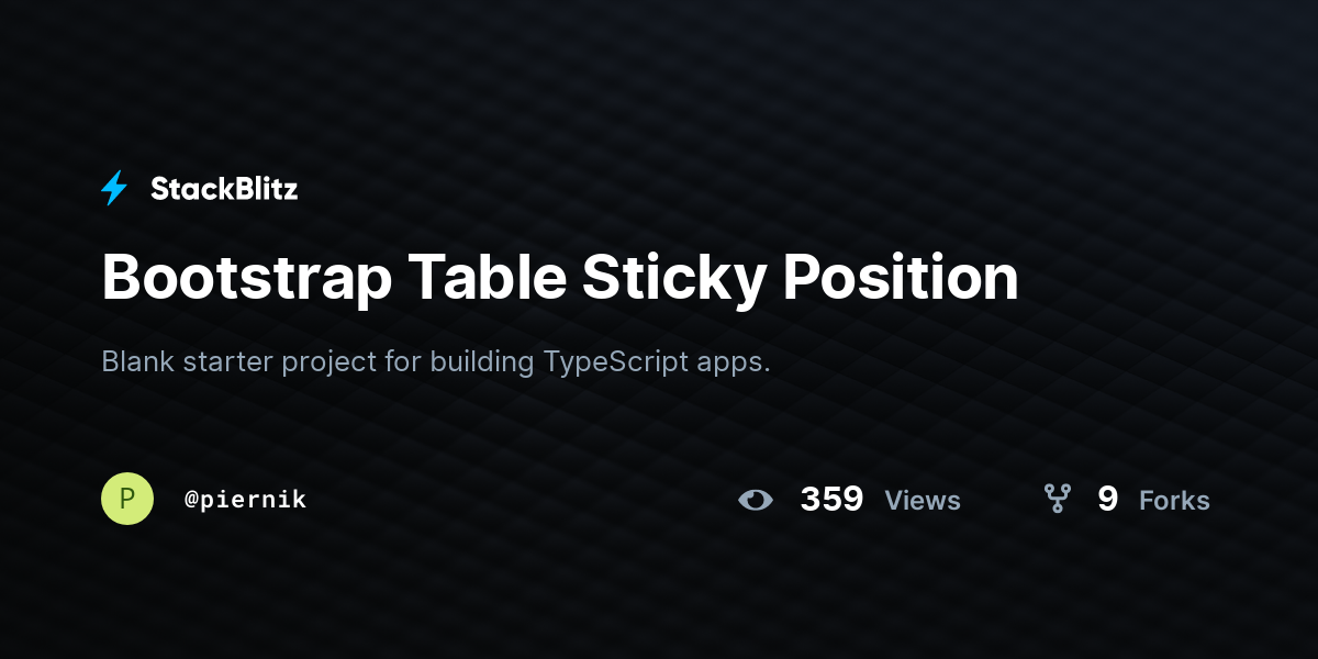 Bootstrap Table Sticky Position StackBlitz