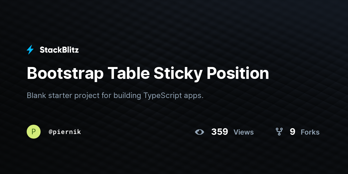 Bootstrap Table Sticky Position - StackBlitz