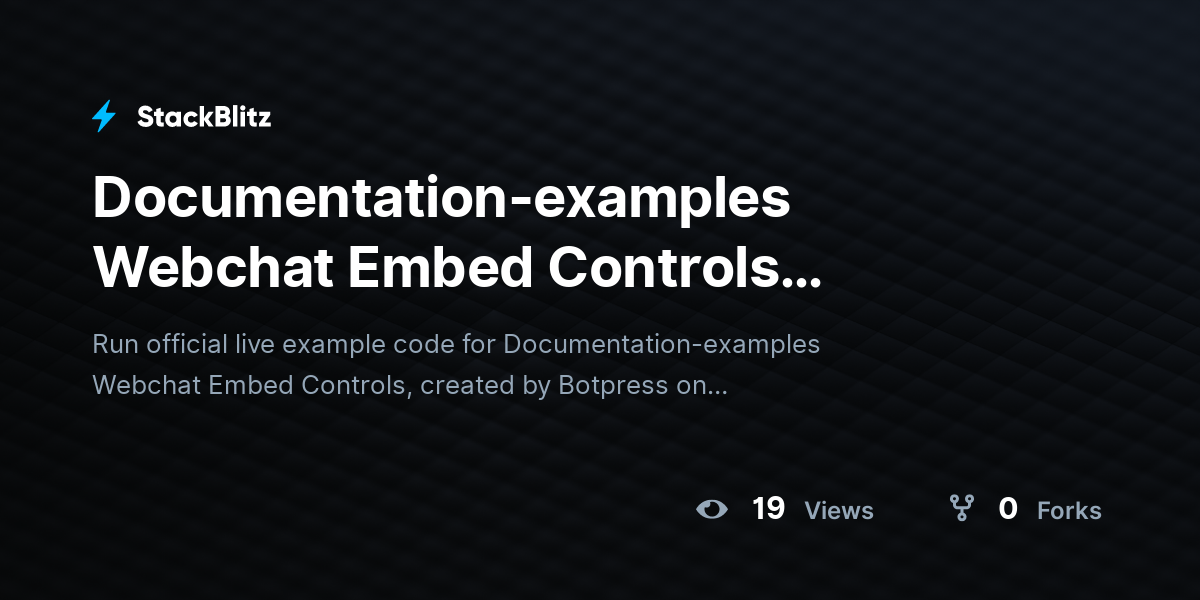 Documentation-examples Webchat Embed Controls Example (forked) - StackBlitz
