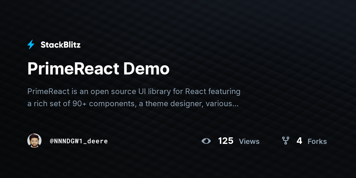 PrimeReact Demo - StackBlitz