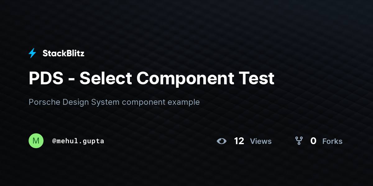 PDS - Select Component Test - StackBlitz