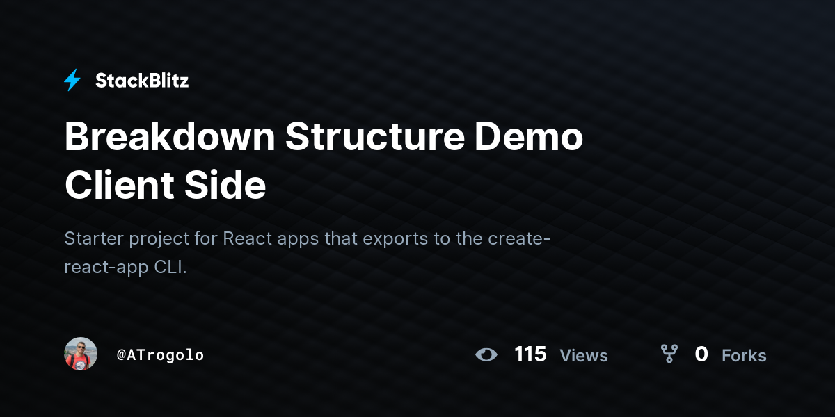 Breakdown Structure Demo Client Side - StackBlitz