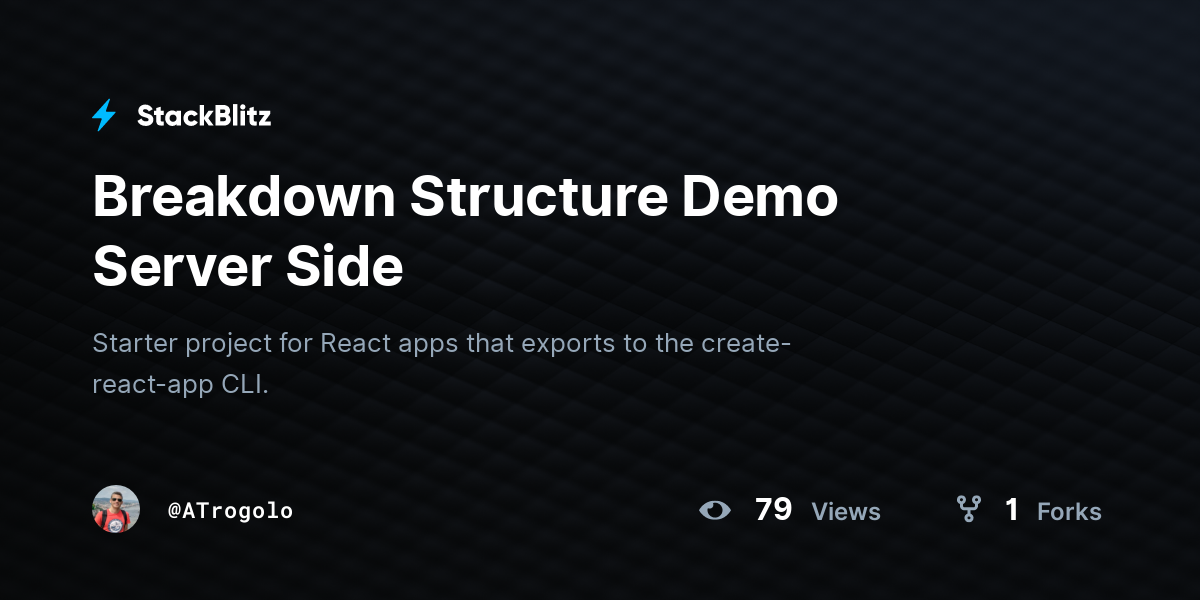 Breakdown Structure Demo Server Side - StackBlitz