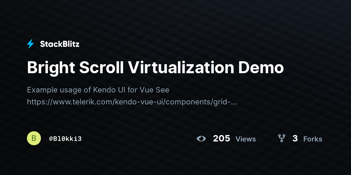 Bright Scroll Virtualization Demo - StackBlitz
