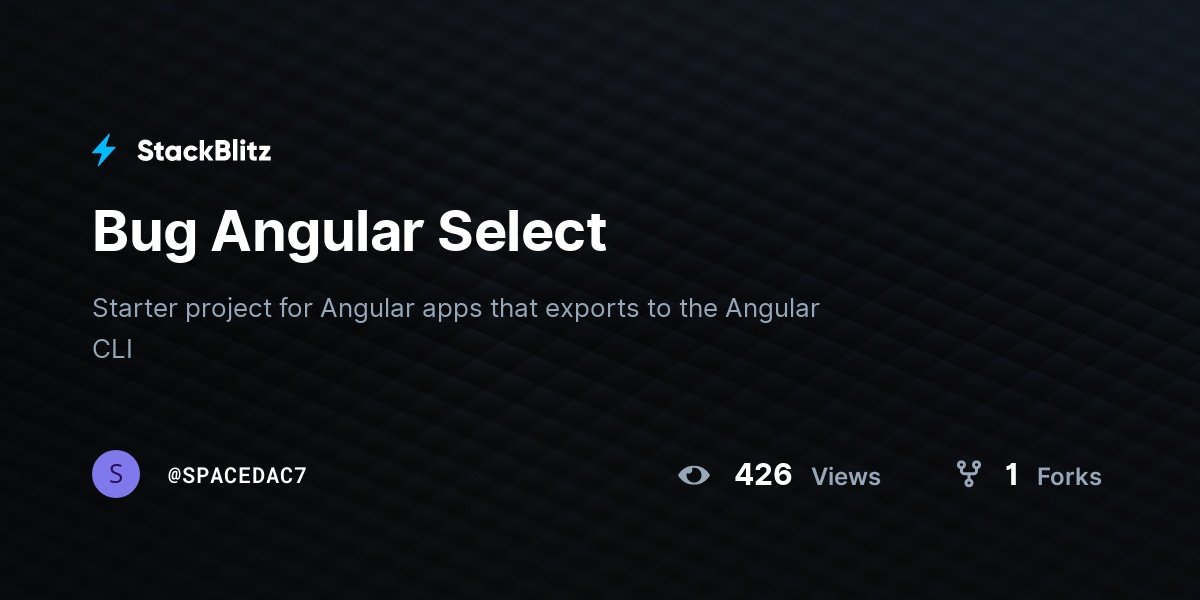 Bug Angular Select - StackBlitz