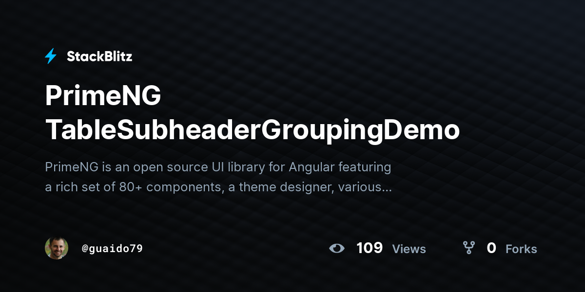 PrimeNG TableSubheaderGroupingDemo - StackBlitz