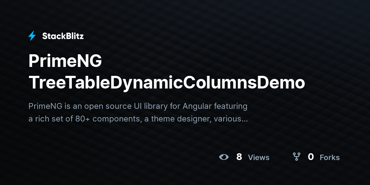 PrimeNG TreeTableDynamicColumnsDemo - StackBlitz