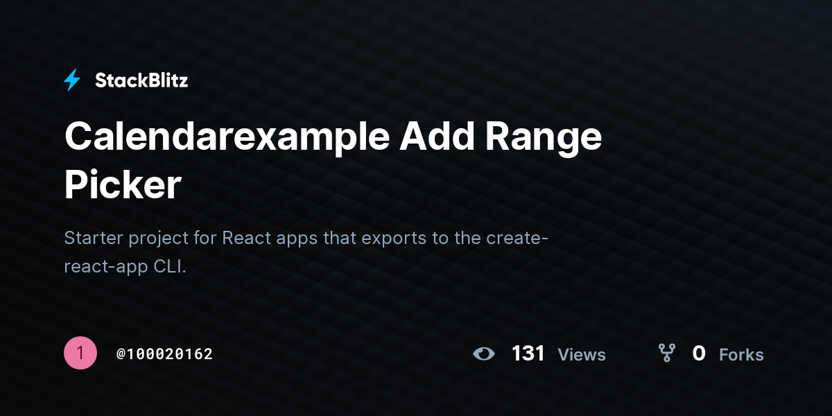 Calendarexample Add Range Picker - StackBlitz