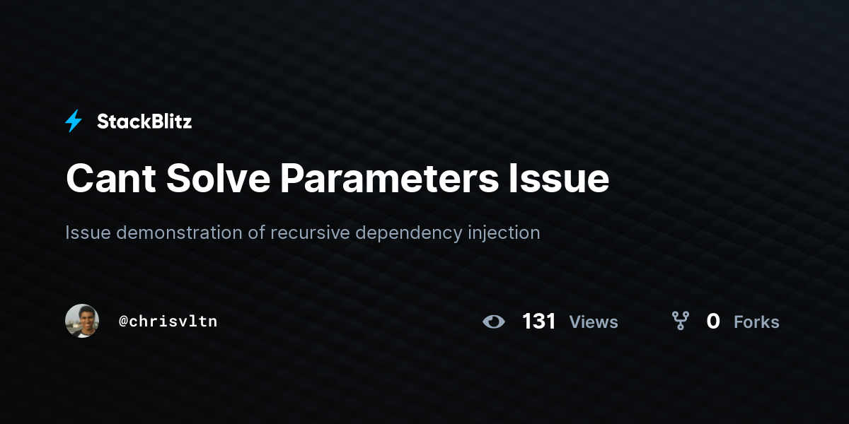 Cant Solve Parameters Issue - StackBlitz