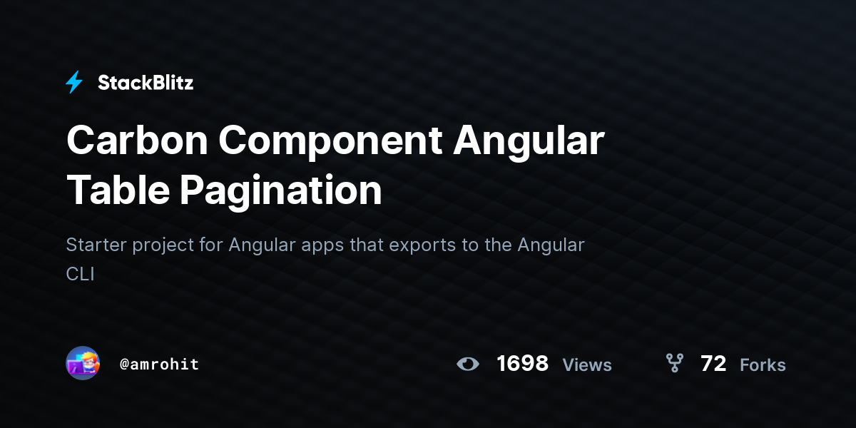 Carbon Component Angular Table Pagination - StackBlitz
