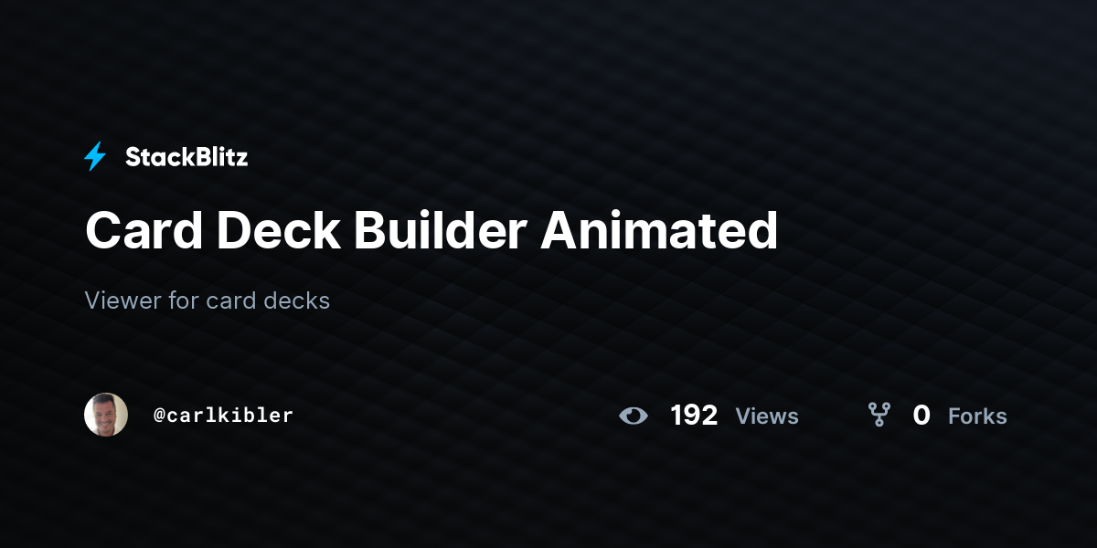 Card Deck Builder Animated - StackBlitz