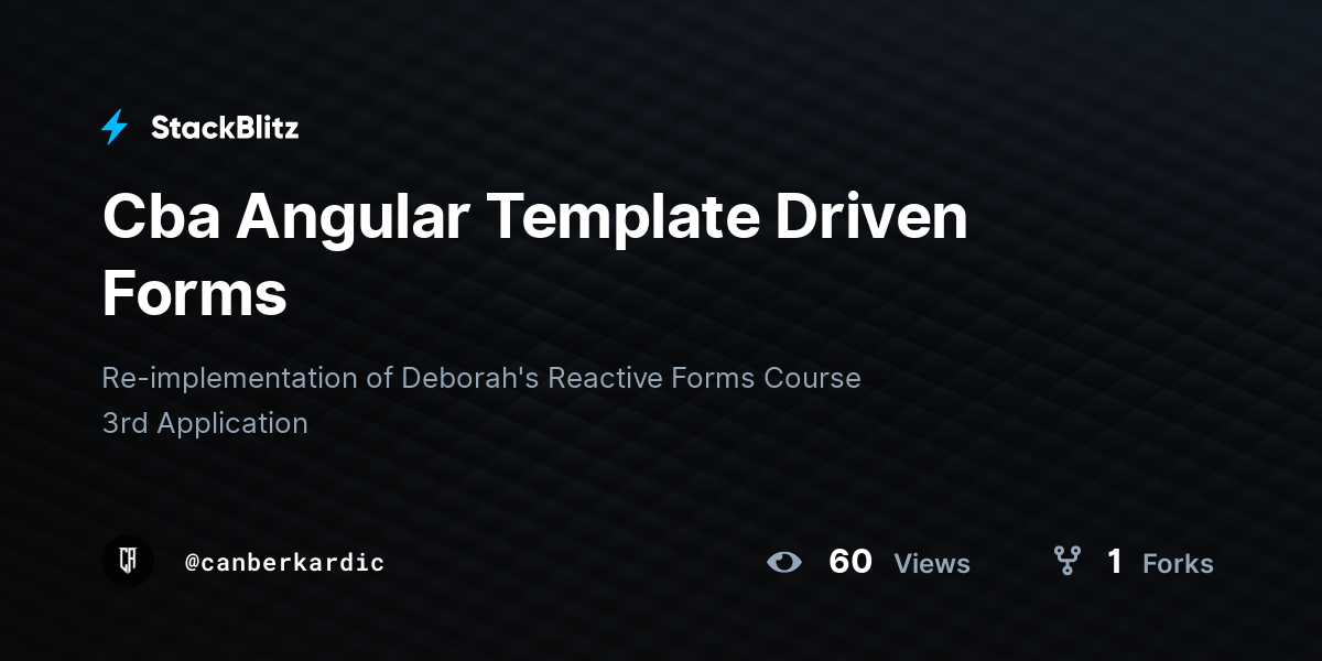 Cba Angular Template Driven Forms - StackBlitz