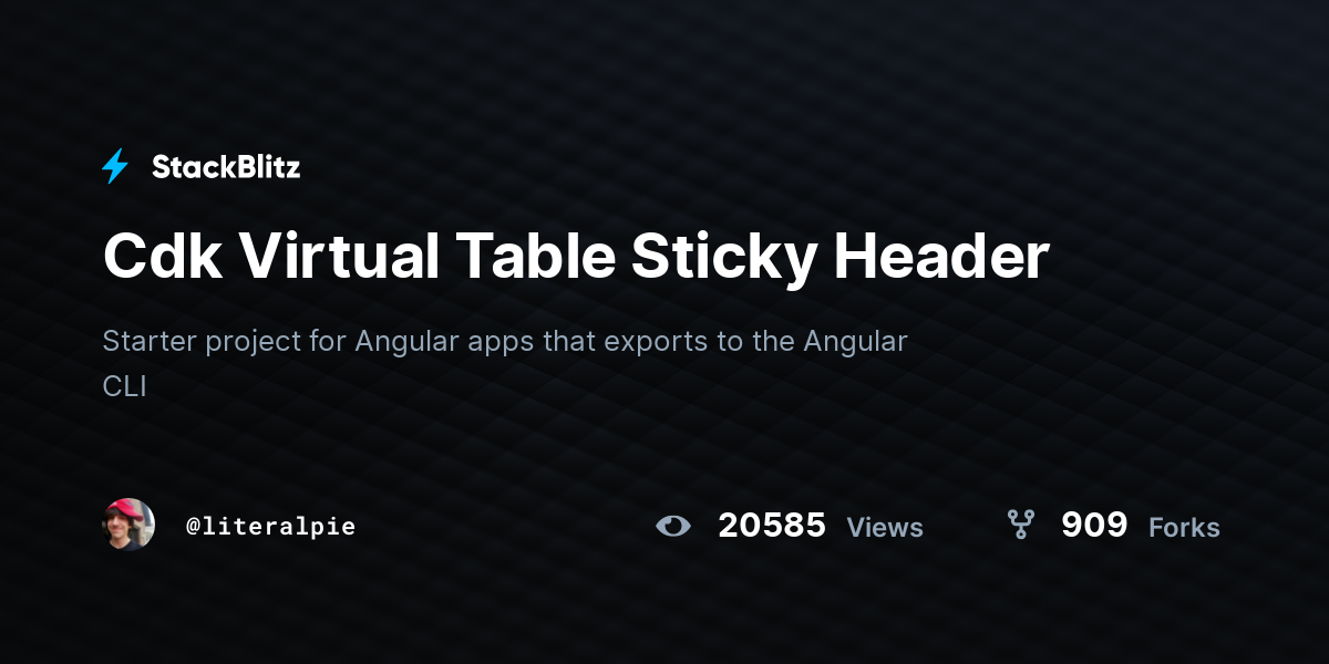 Cdk Virtual Table Sticky Header - StackBlitz