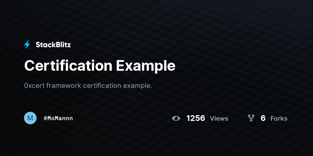 Certification Example StackBlitz