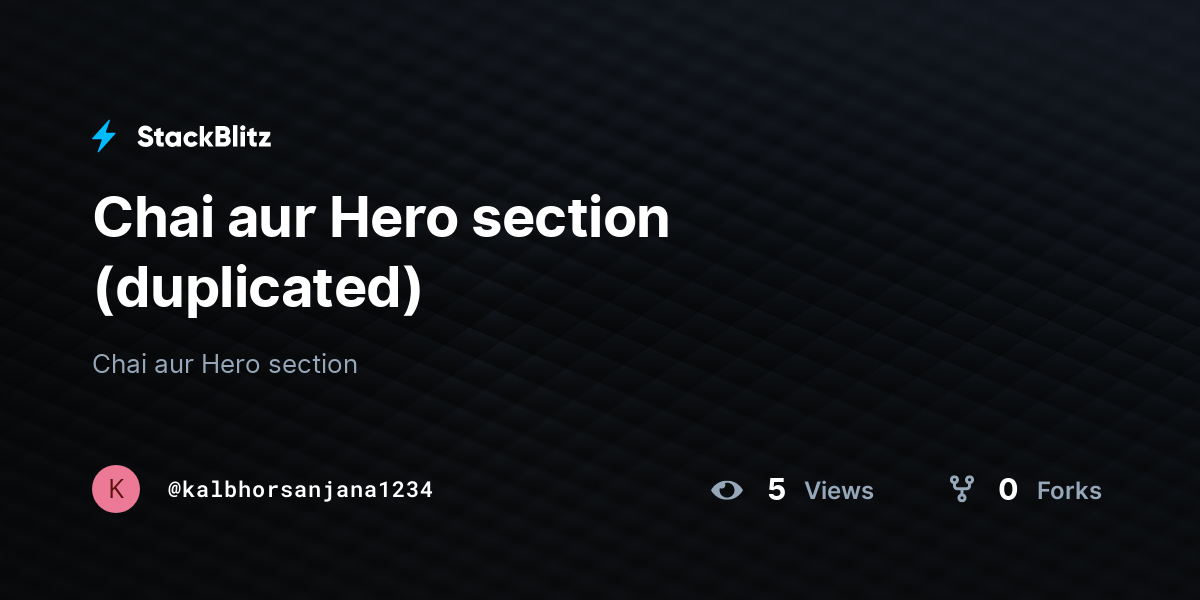 Chai aur Hero section (duplicated) - StackBlitz