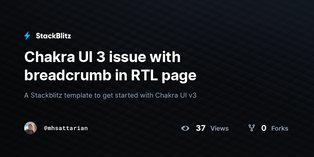 Chakra UI 3 issue with breadcrumb in RTL page - StackBlitz