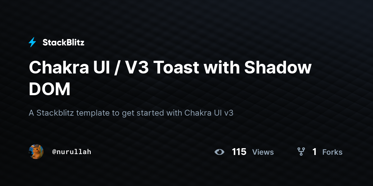 Chakra UI / V3 Toast with Shadow DOM - StackBlitz