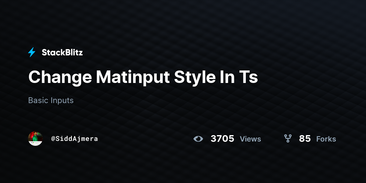 Change Matinput Style In Ts StackBlitz