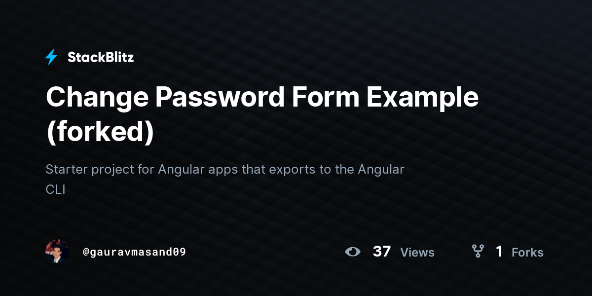 Change Password Form Example (forked) - StackBlitz