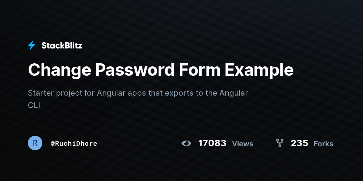 Change password form example stackblitz