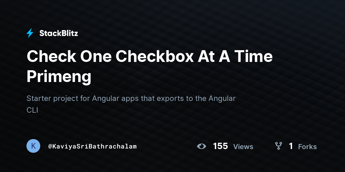 Check One Checkbox At A Time Primeng - StackBlitz