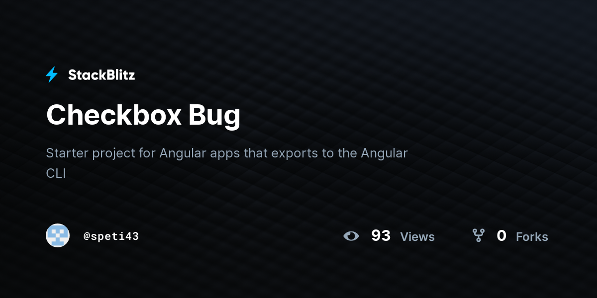 Checkbox Bug - StackBlitz
