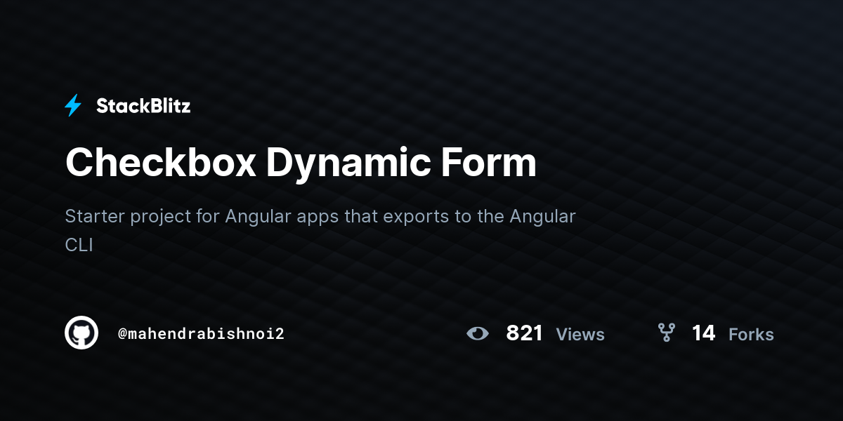 Checkbox Dynamic Form - StackBlitz