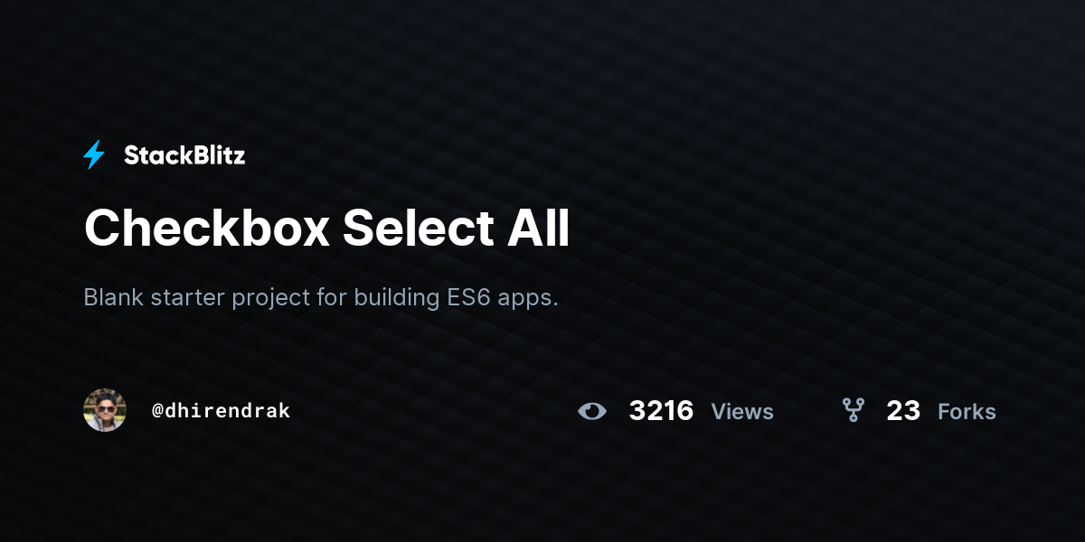 Checkbox Select All - StackBlitz