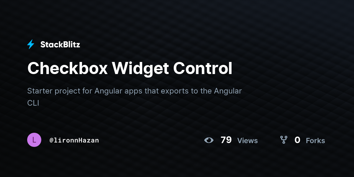 Checkbox Widget Control - StackBlitz