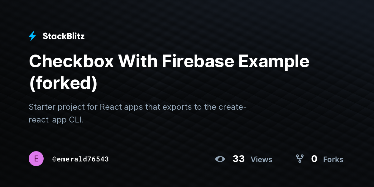 Checkbox With Firebase Example (forked) - StackBlitz