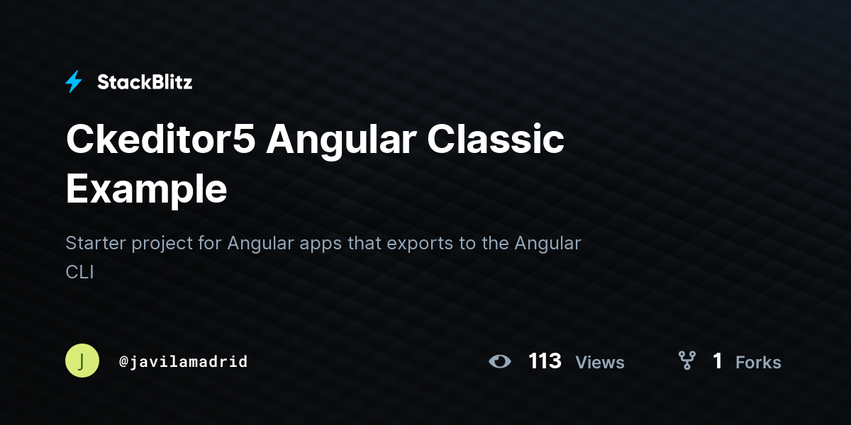 Ckeditor5 Angular Classic Example - StackBlitz