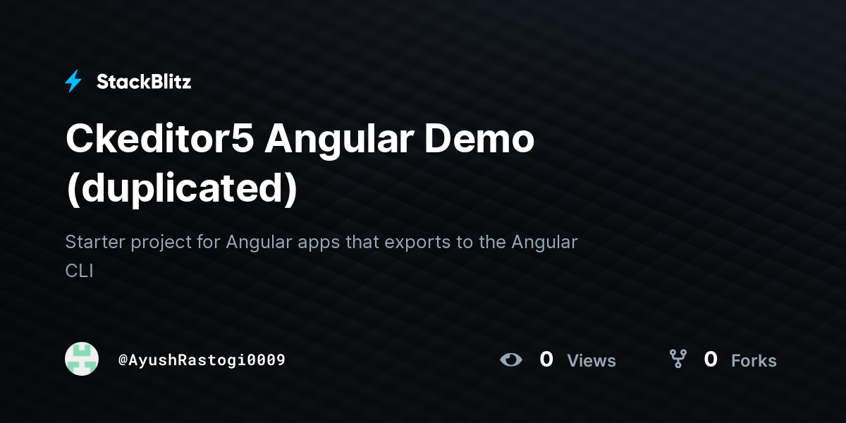Ckeditor5 Angular Demo (duplicated) - StackBlitz
