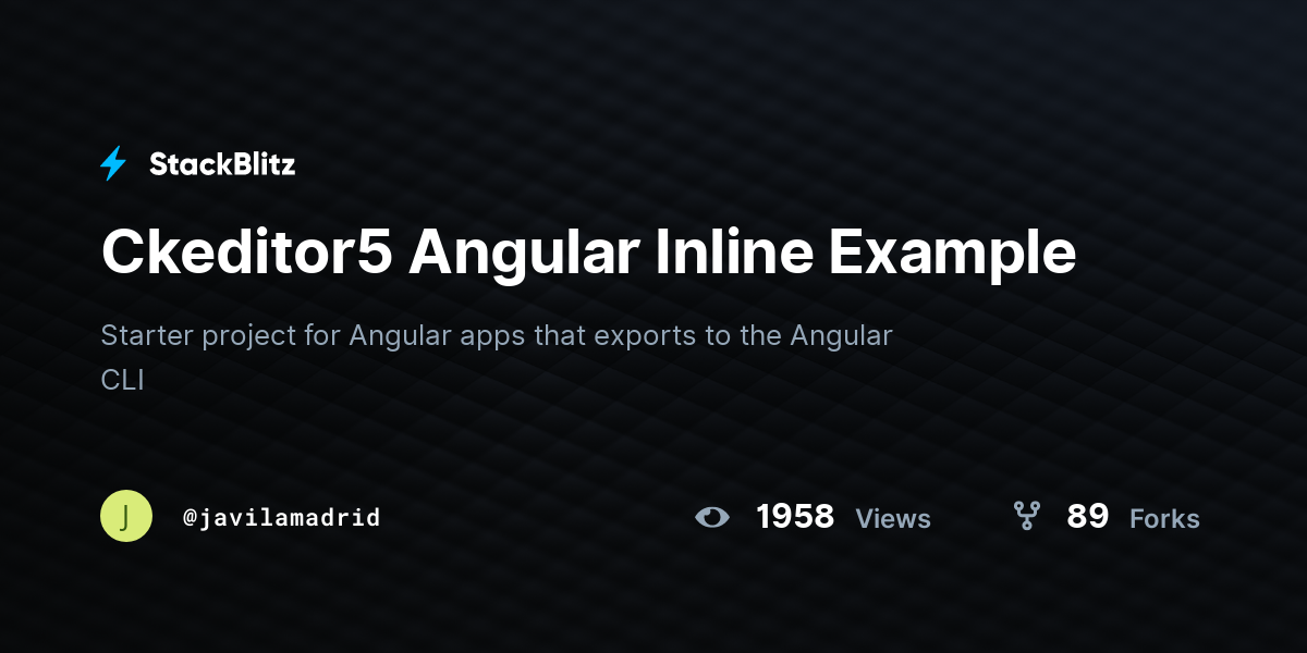 Ckeditor5 Angular Inline Example - StackBlitz